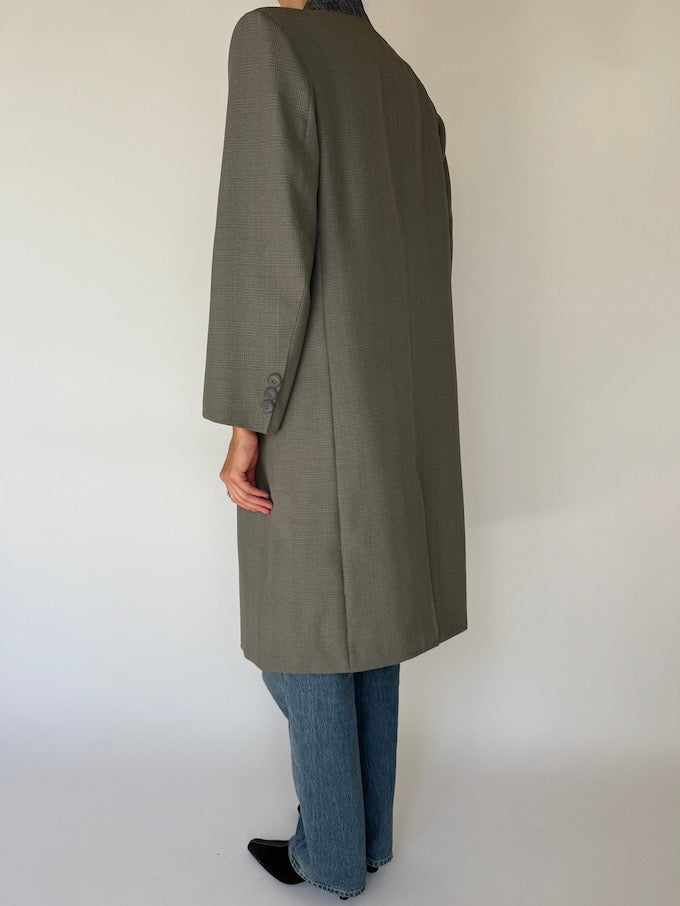 Vintage Grey Long Patterned Coat 5744
