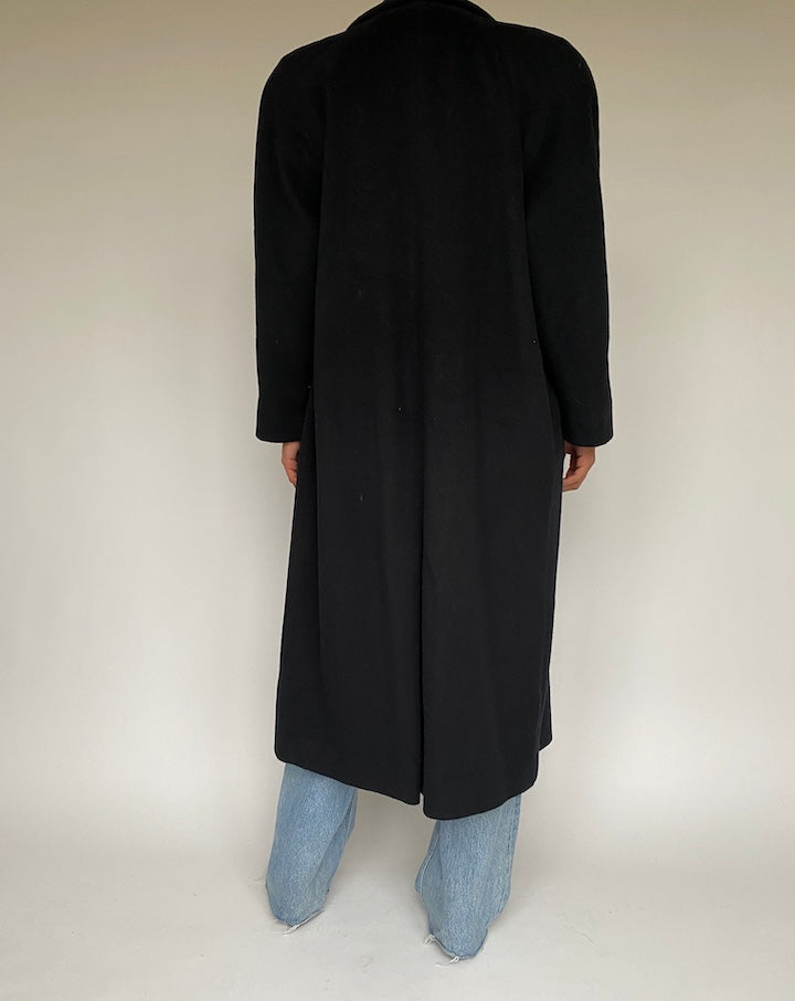 VINTAGE LONG BLACK COAT 1021