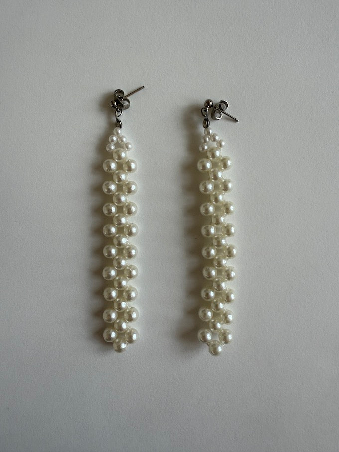 Vintage Long Pearl Dangle Earrings
