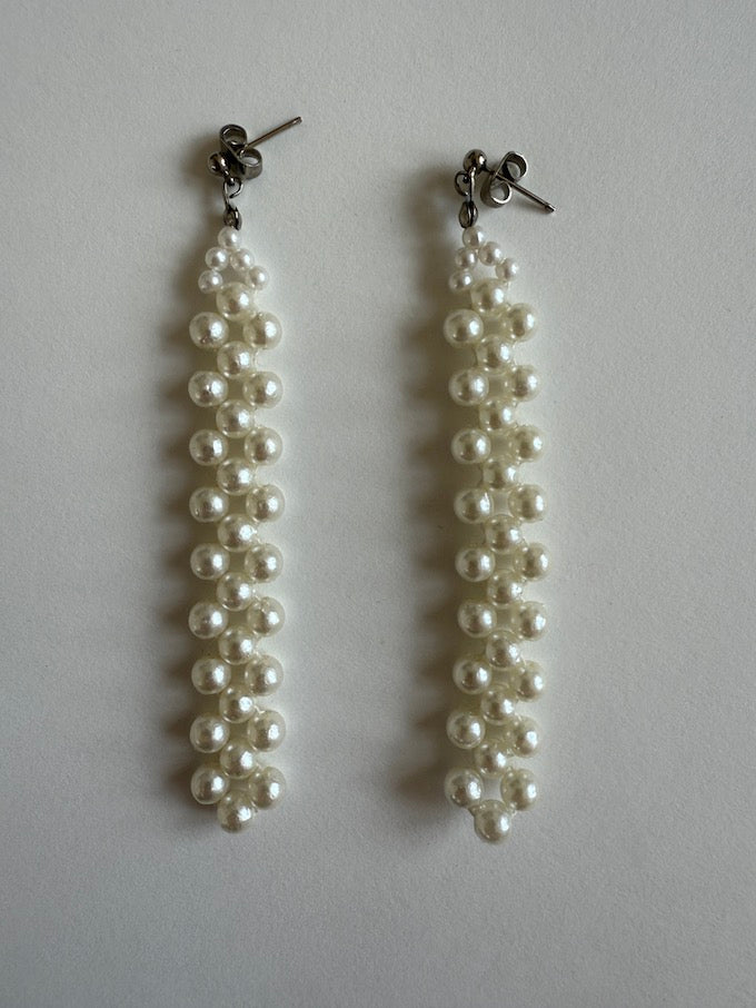 Vintage Long Pearl Dangle Earrings
