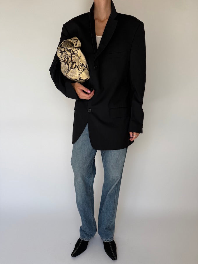 Vintage Oversized Wool Blazer In Black 5825