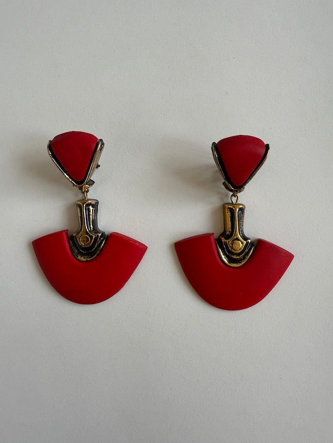 Vintage Drop Earring Red