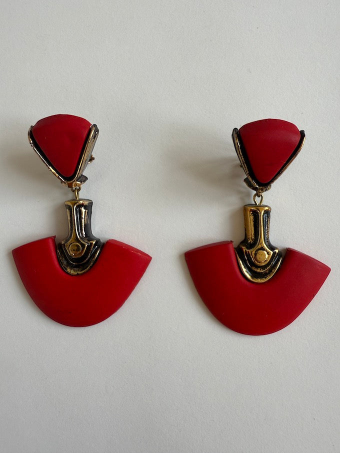 Vintage Drop Earring Red
