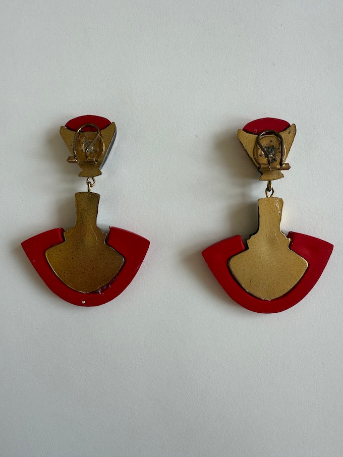 Vintage Drop Earring Red