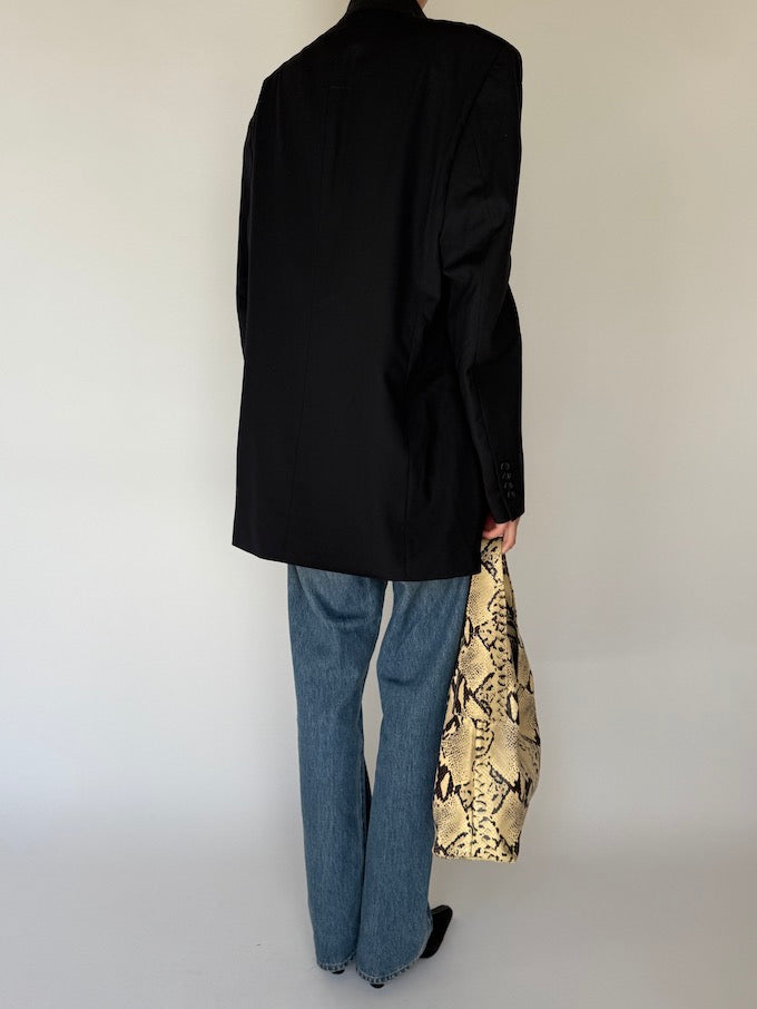 Vintage Oversized Wool Blazer In Black 5825