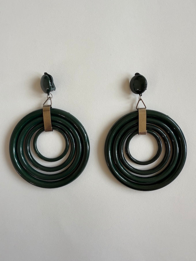 Vintage Quadruple Hoop Earring Green