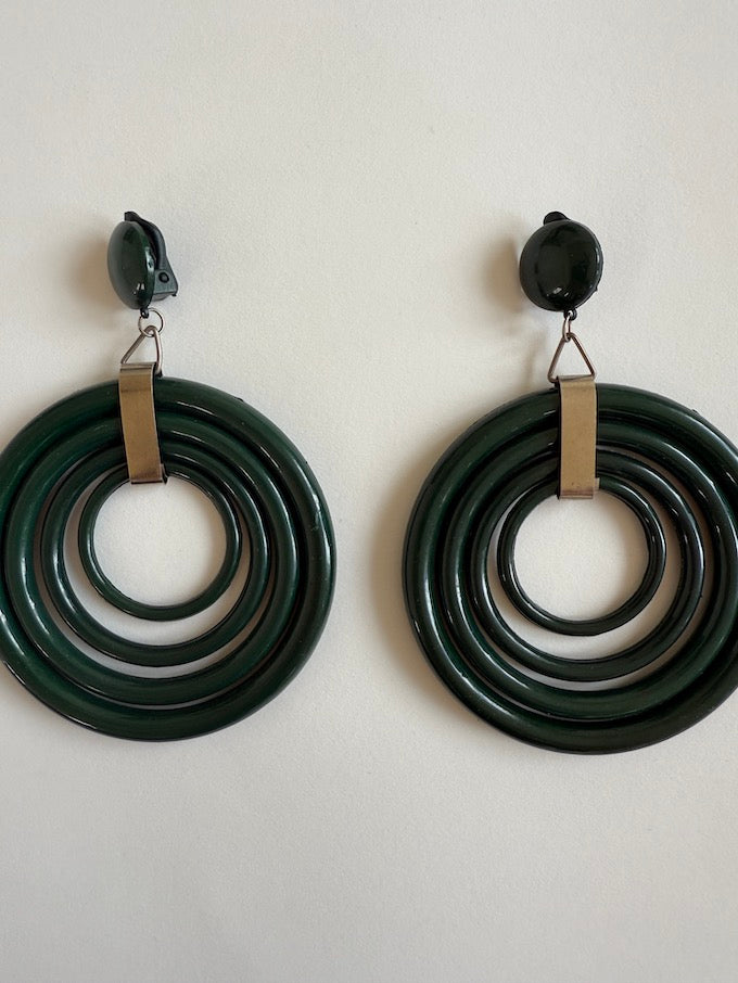 Vintage Quadruple Hoop Earring Green