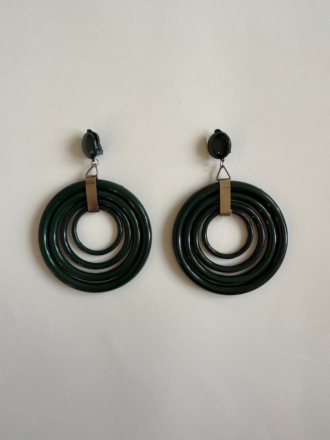 Vintage Quadruple Hoop Earring Green