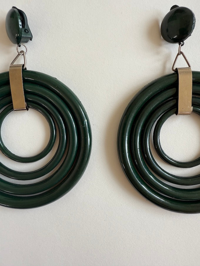 Vintage Quadruple Hoop Earring Green