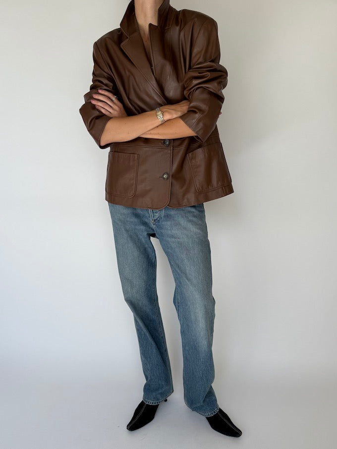 Vintage leather jacket brown 6201