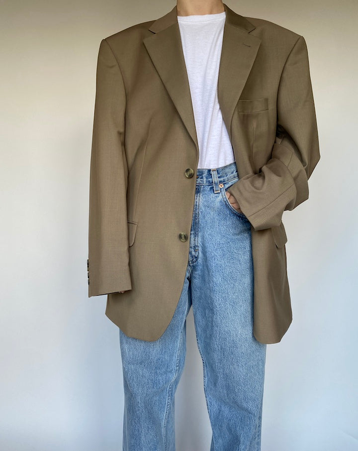 VINTAGE BEIGE OVERSIZED SINGLE BREASTED BLAZER 3457