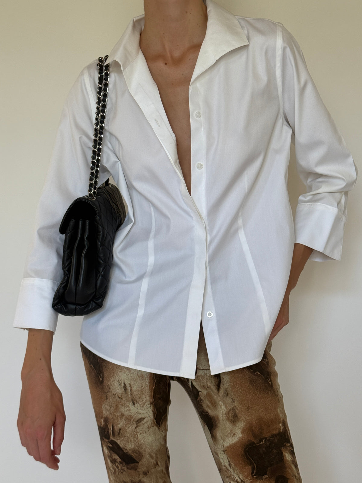Vintage white shirt fabric close-up