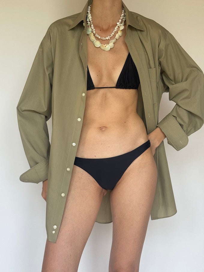 Vintage button-up shirt khaki green 6311