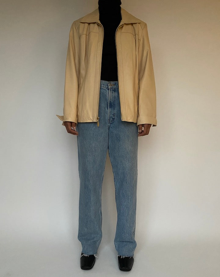 VINTAGE LIGHT BEIGE LEATHER JACKET 1584