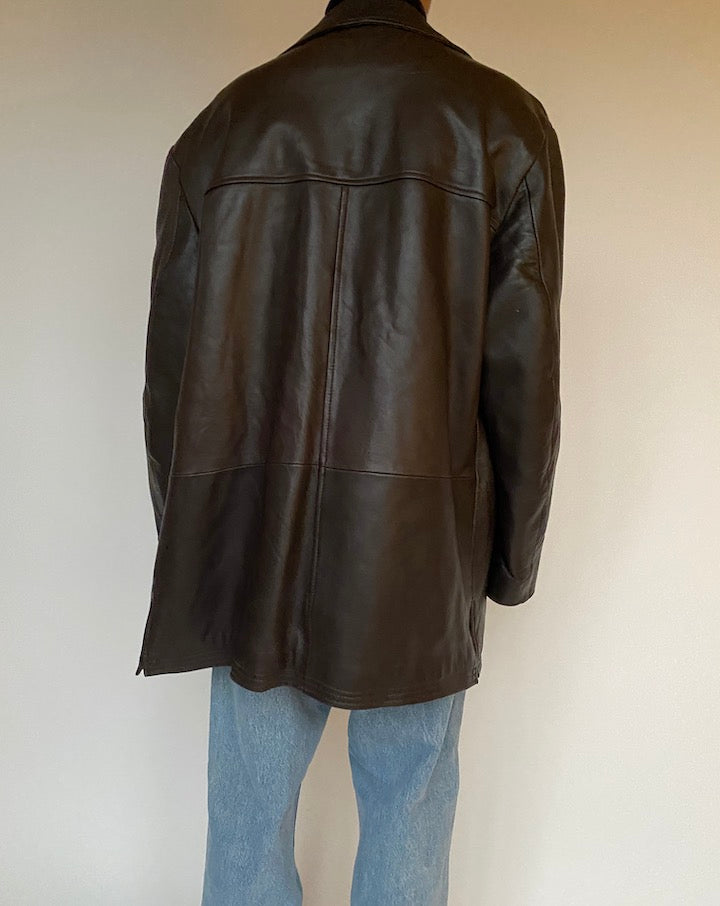 VINTAGE OVERSIZED BROWN LEATHER JACKET 1585