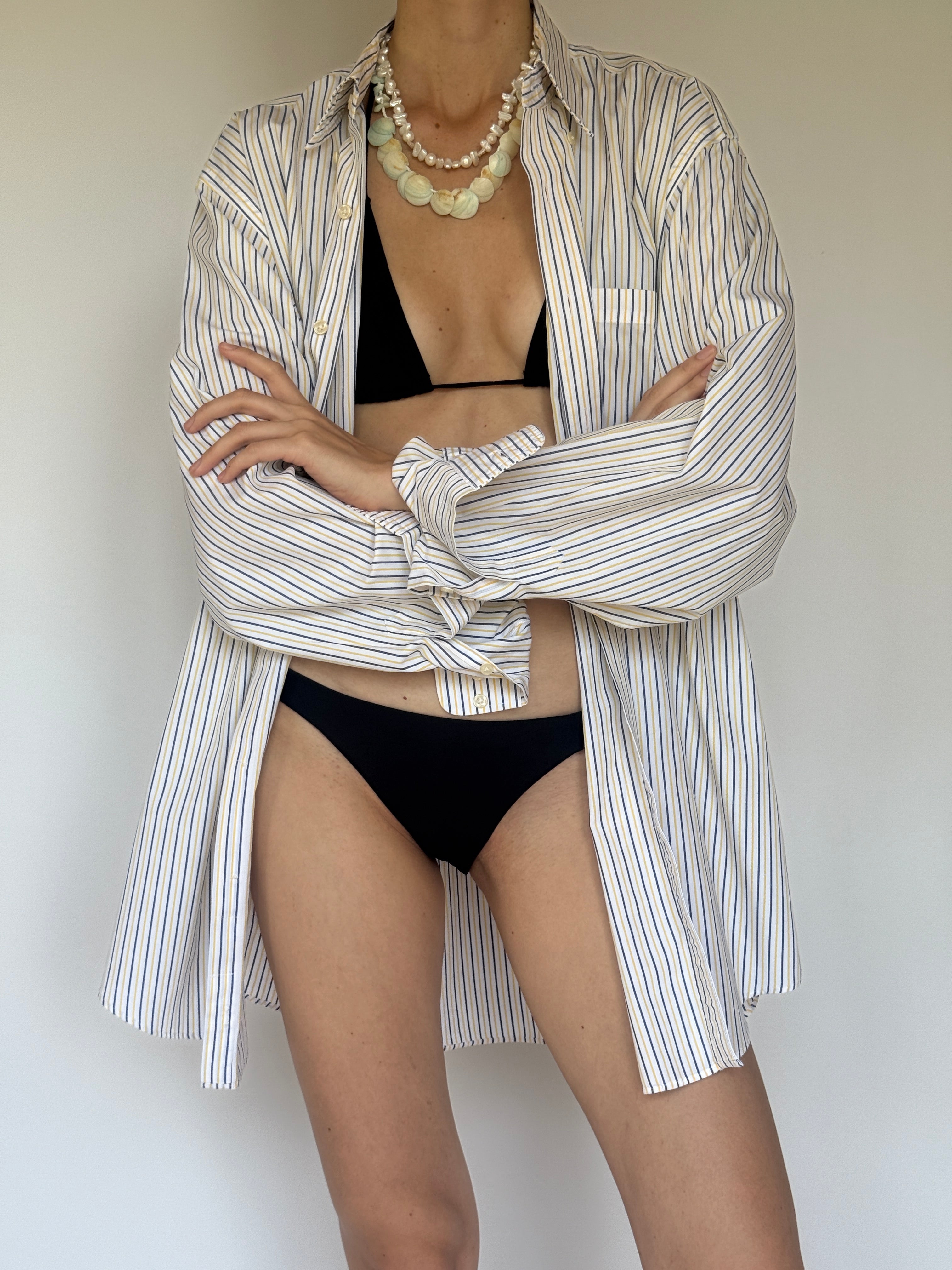 Vintage oversized white striped shirt 6314