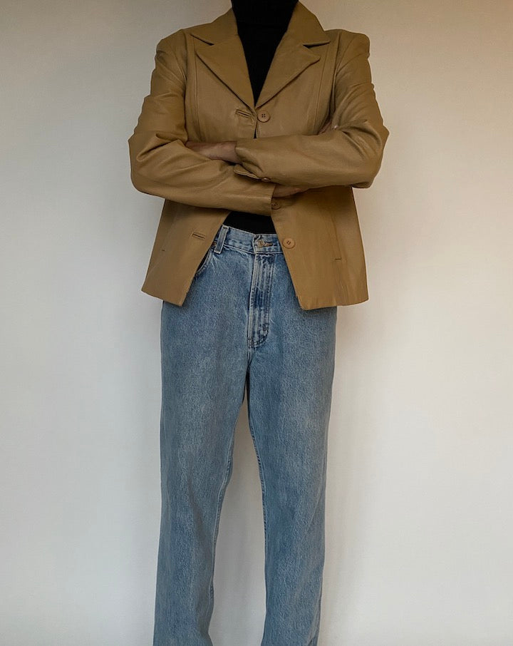 VINTAGE BEIGE LEATHER JACKET 1586