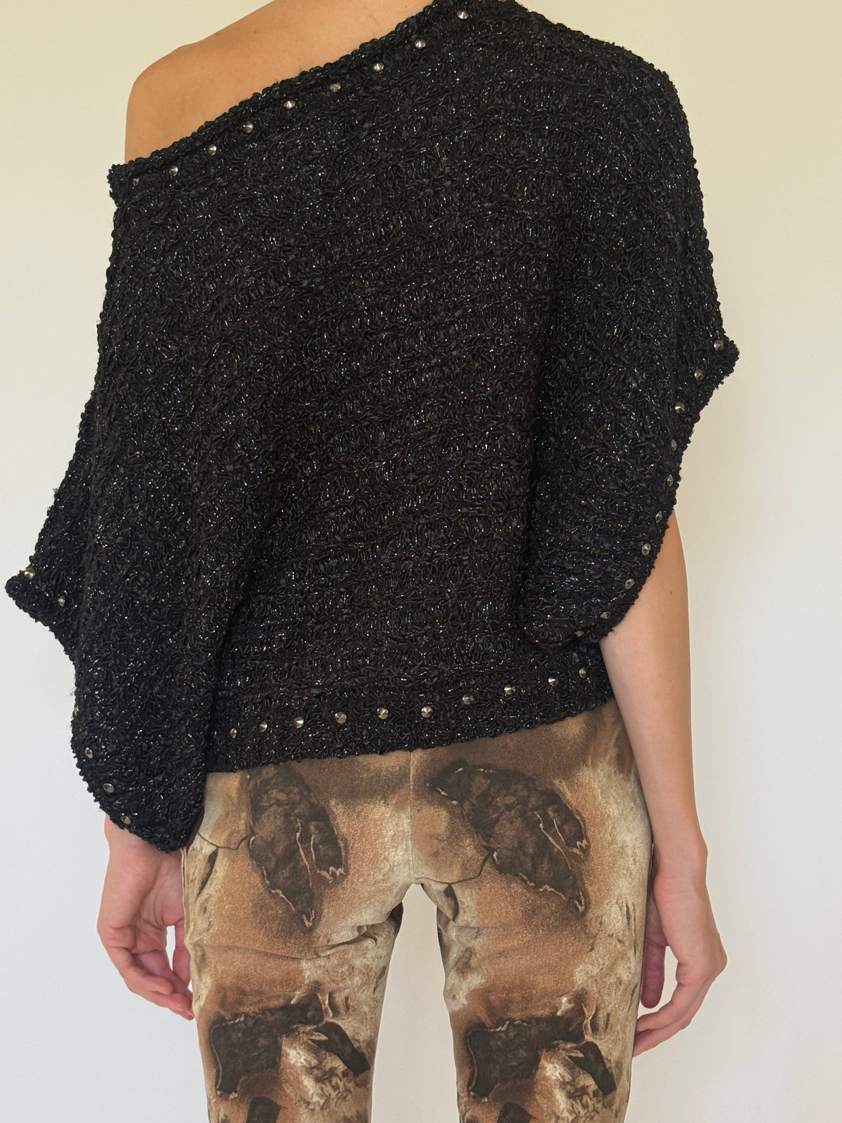 Vintage black metallic knit top back view