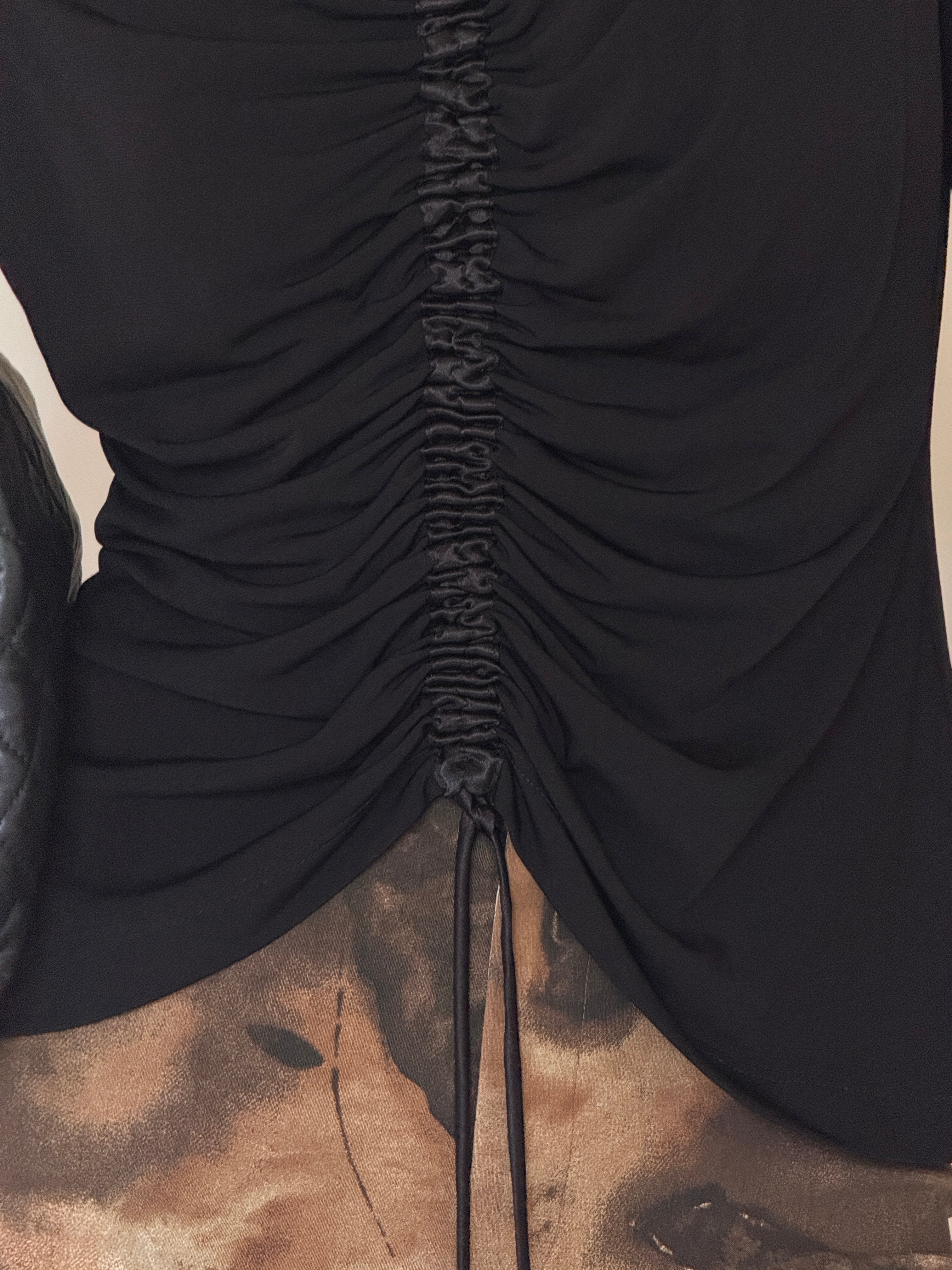 Vintage black top ruched front detail