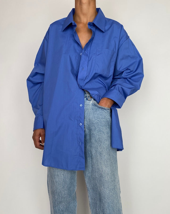 VINTAGE BLUE OVERSIZED BUTTON DOWN LONG SLEEVE SHIRT 2950