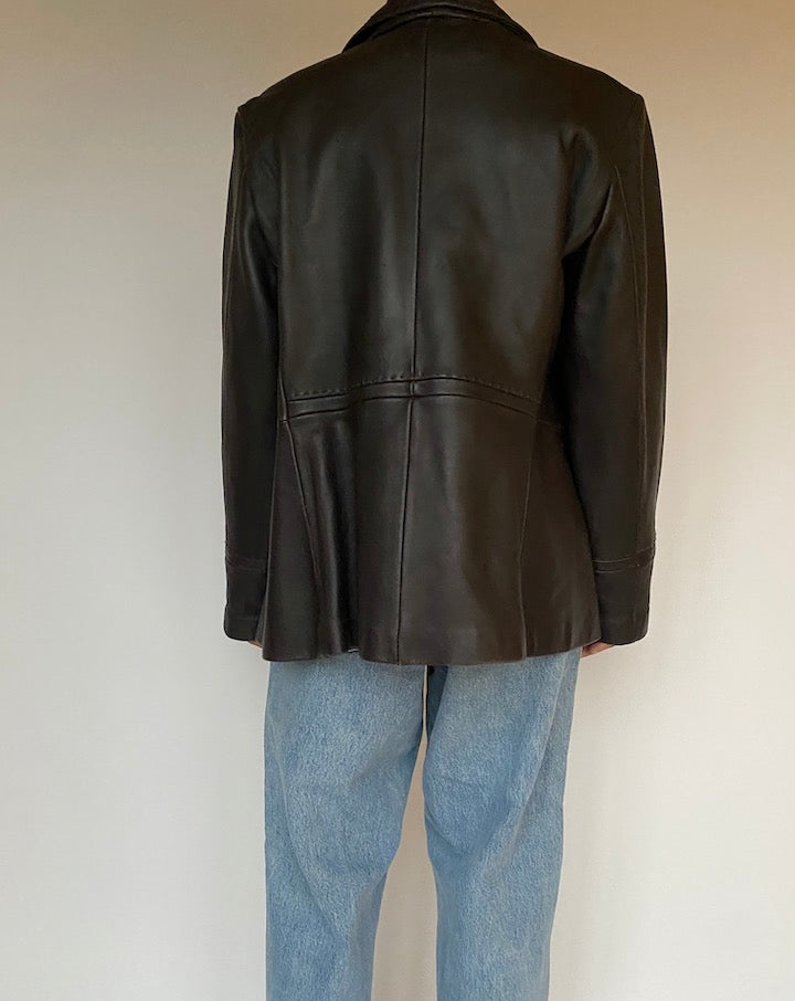 VINTAGE DARK BROWN LEATHER JACKET 1588