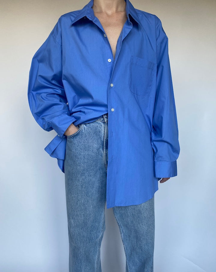 VINTAGE BLUE LONG SLEEVE OVERSIZED SHIRT 3463