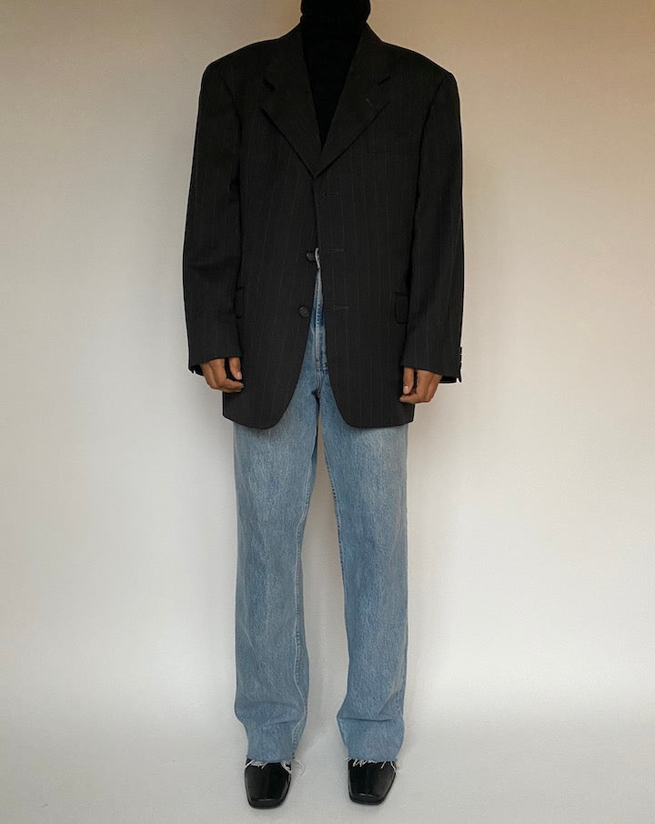 VINTAGE DARK GREY PINSTRIPED BLAZER 1590 2