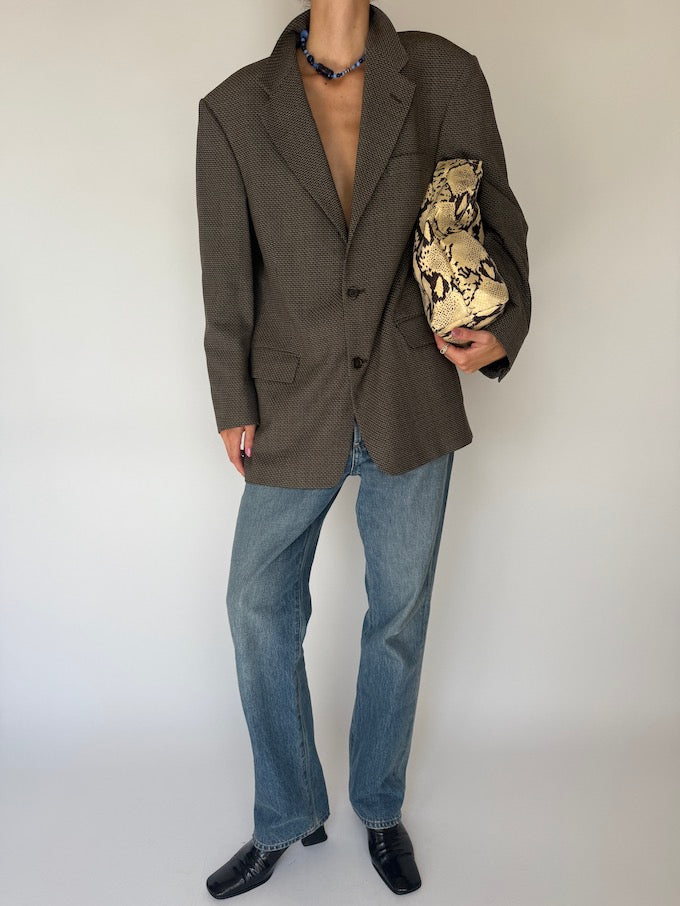 Vintage Textured Single Breasted Blazer 5820