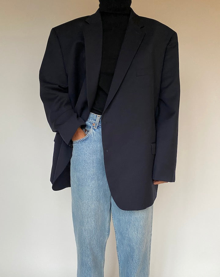 VINTAGE BLACK WOOL BLAZER 1591