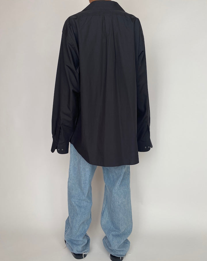 VINTAGE BLACK OVERSIZED BUTTON DOWN LONG SLEEVE SHIRT 2953