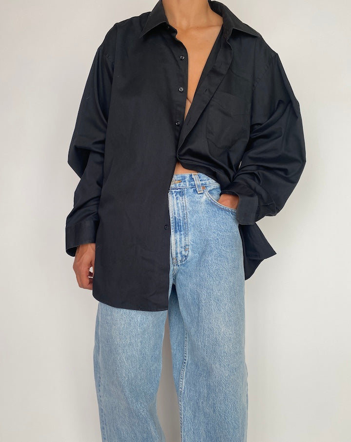 VINTAGE BLUE OVERSIZED BUTTON DOWN LONG SLEEVE SHIRT 2956