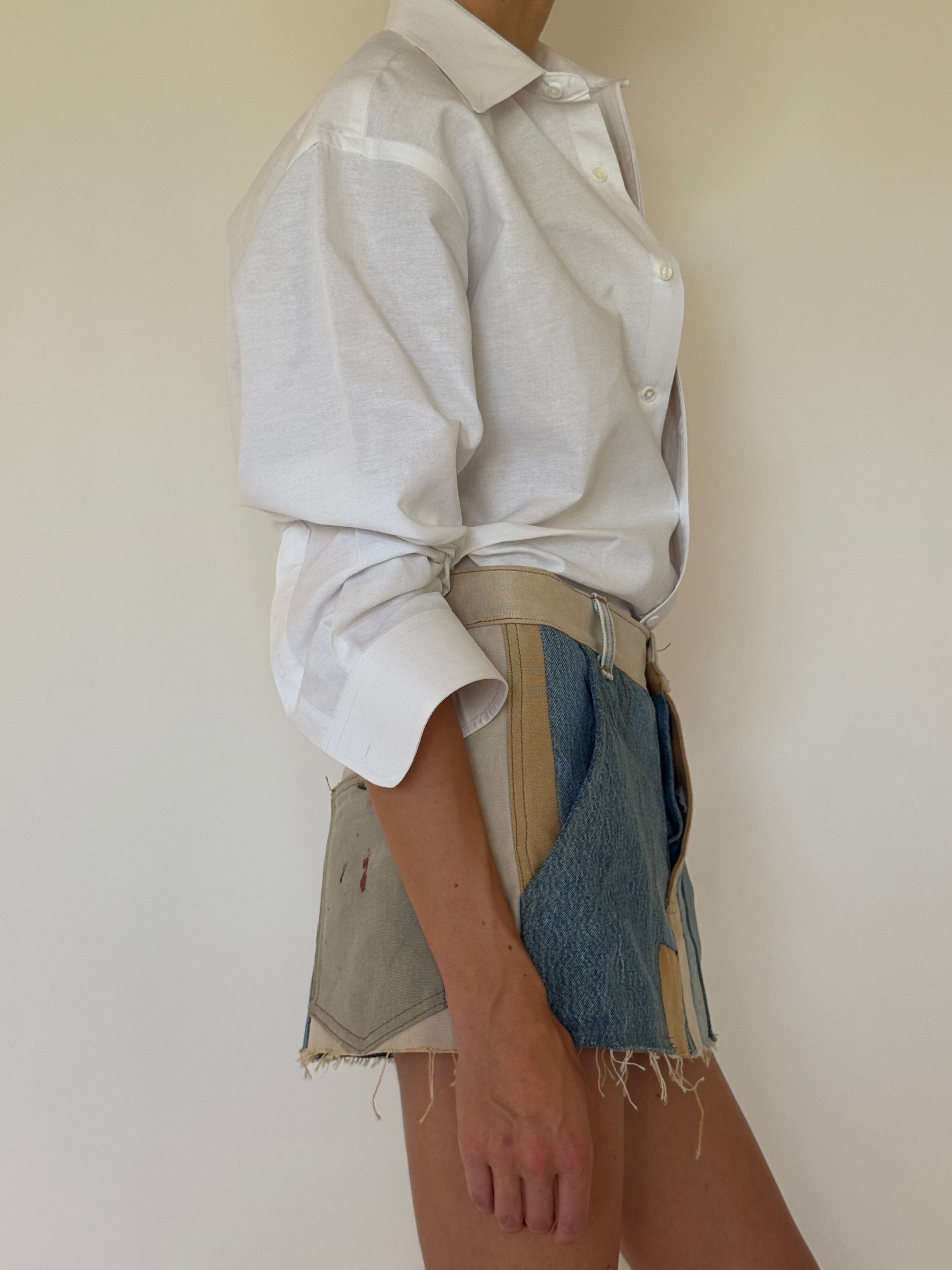 Vintage white classic button-up shirt side view
