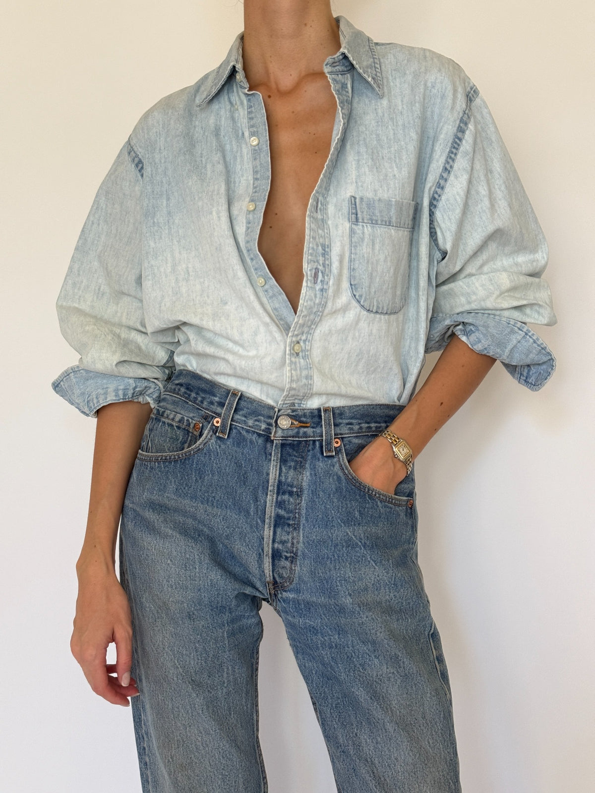 Vintage light wash denim shirt