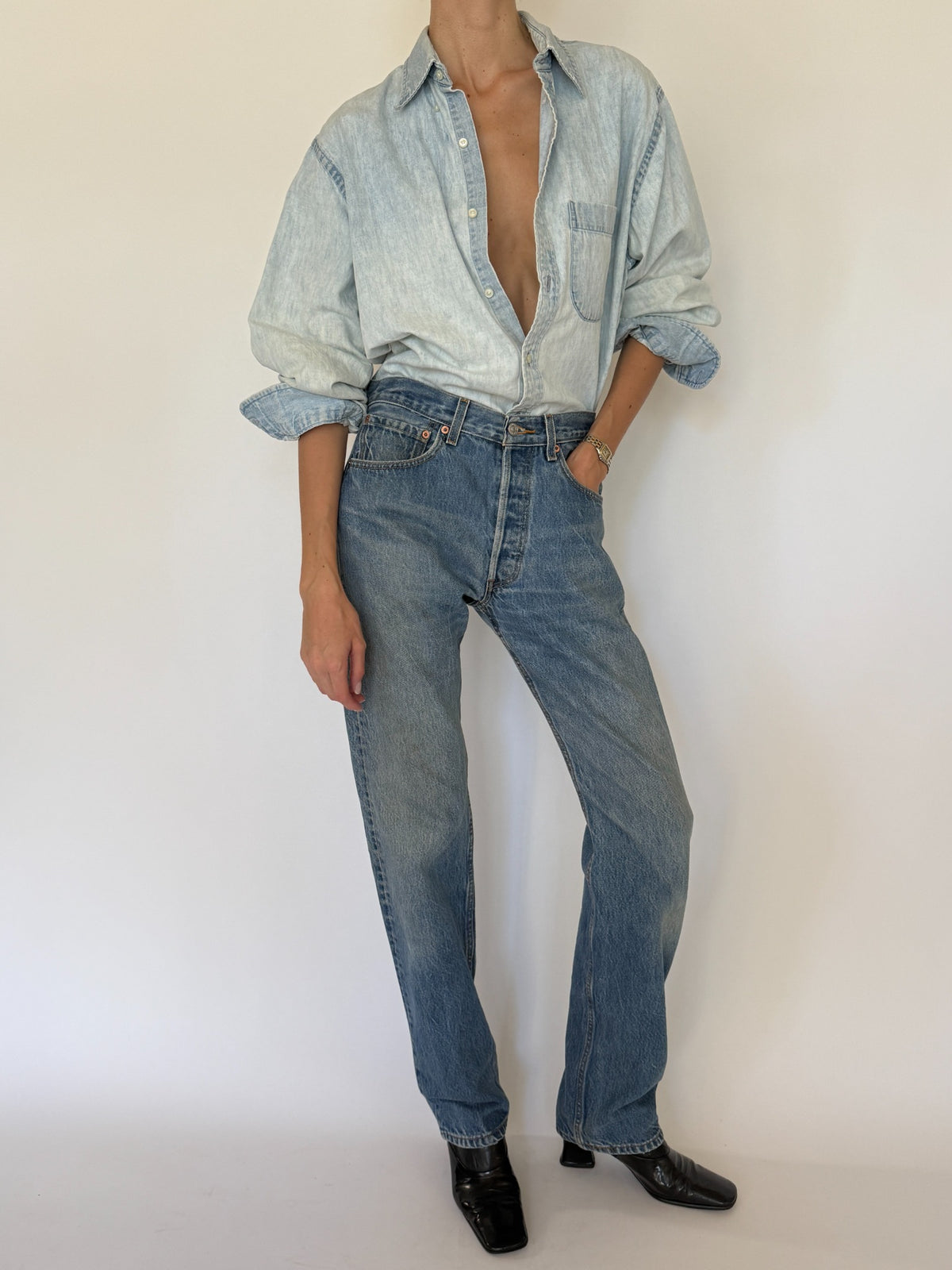 Vintage light wash denim shirt