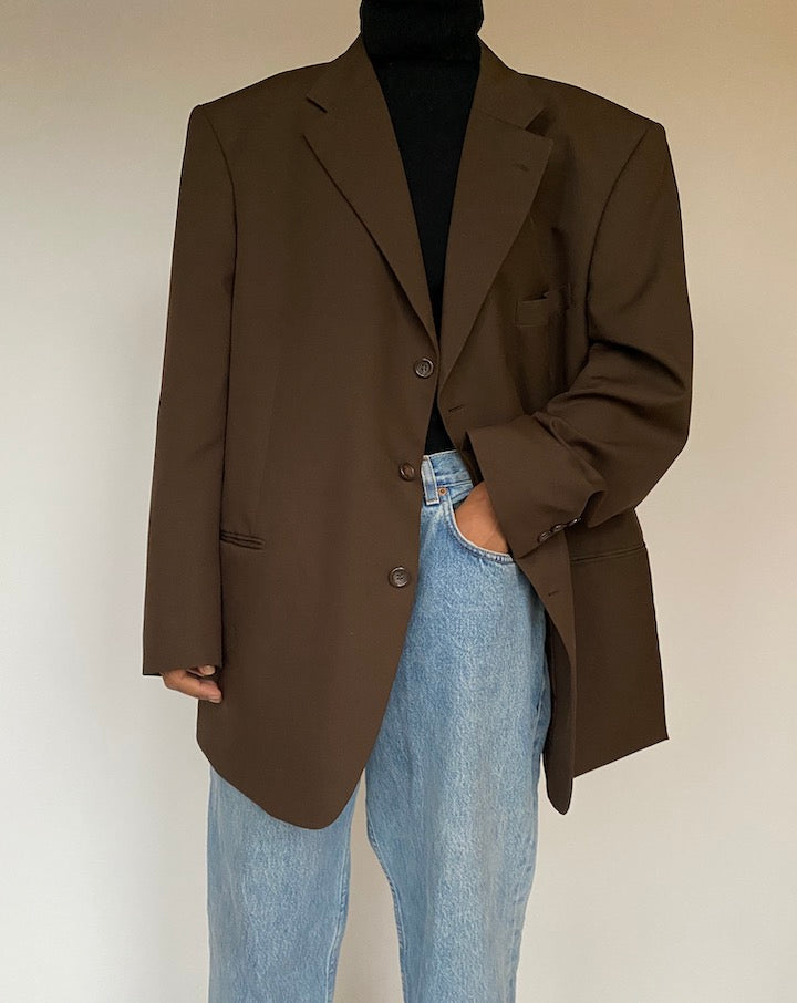 VINTAGE OVERSIZED BROWN BLAZER 1598 2