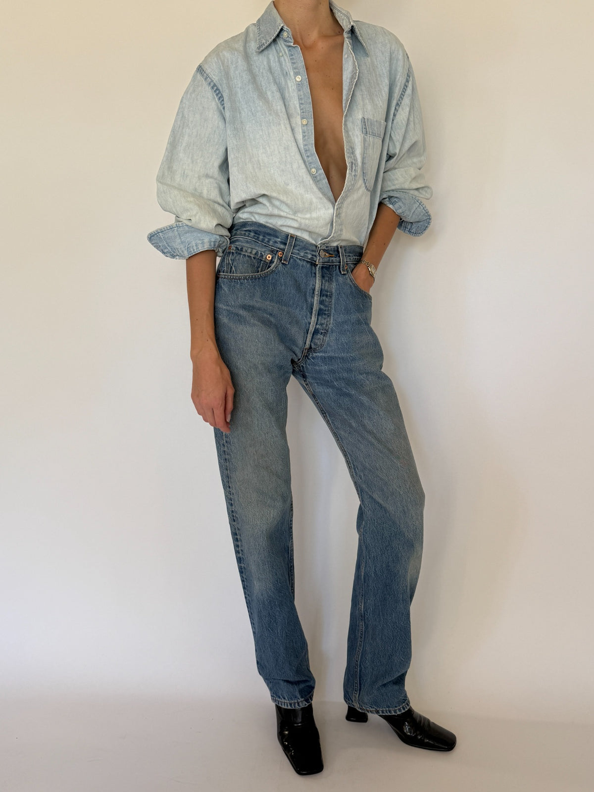Vintage light wash denim shirt