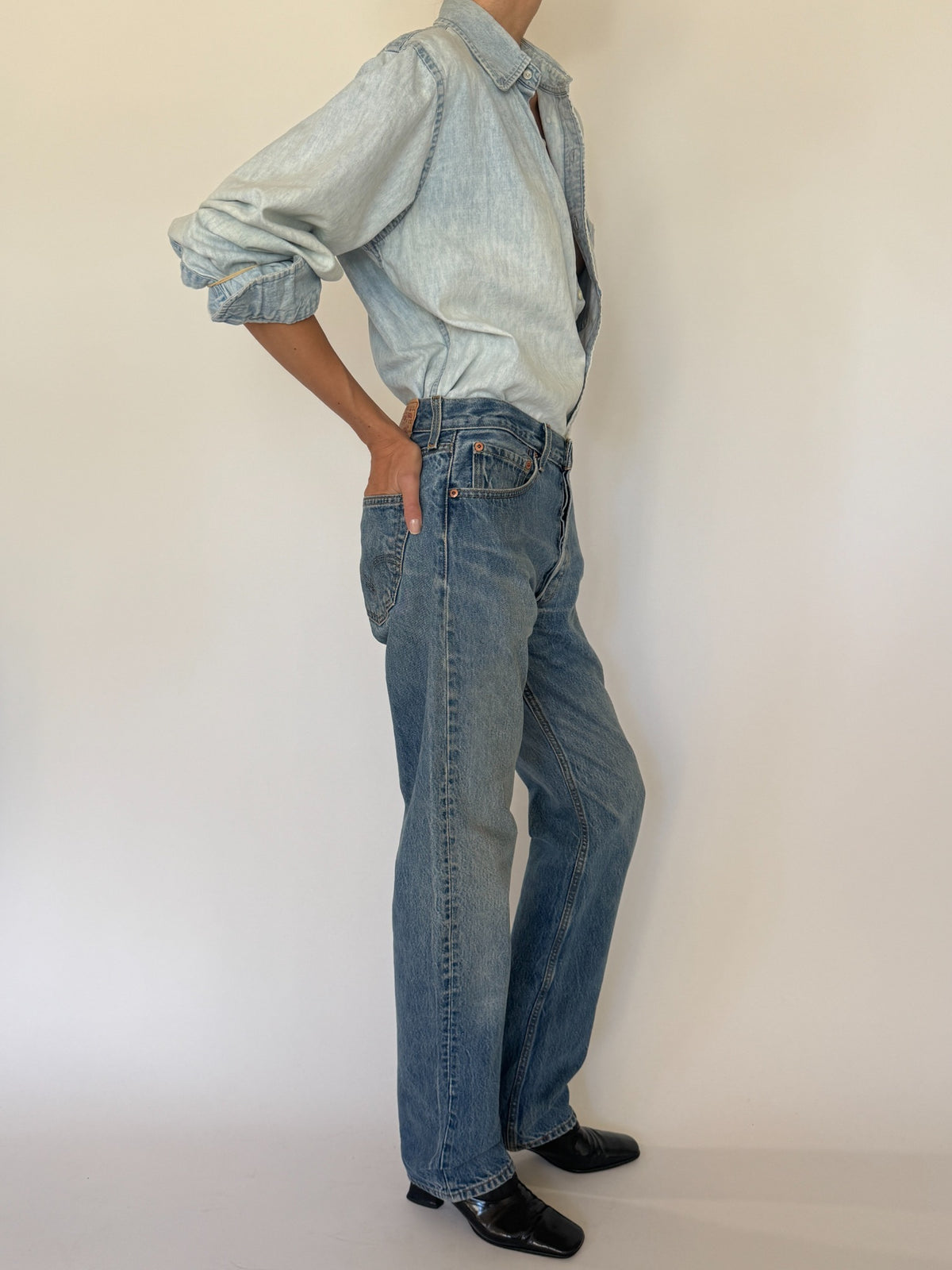 Vintage light wash denim shirt