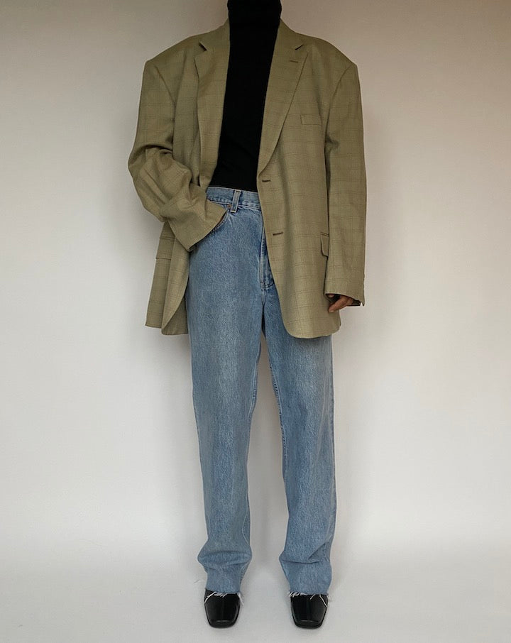 VINTAGE BEIGE CHECKED BLAZER 1601