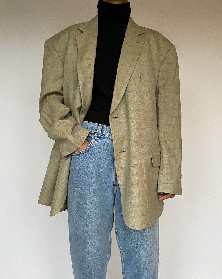 VINTAGE BEIGE CHECKED BLAZER 1601