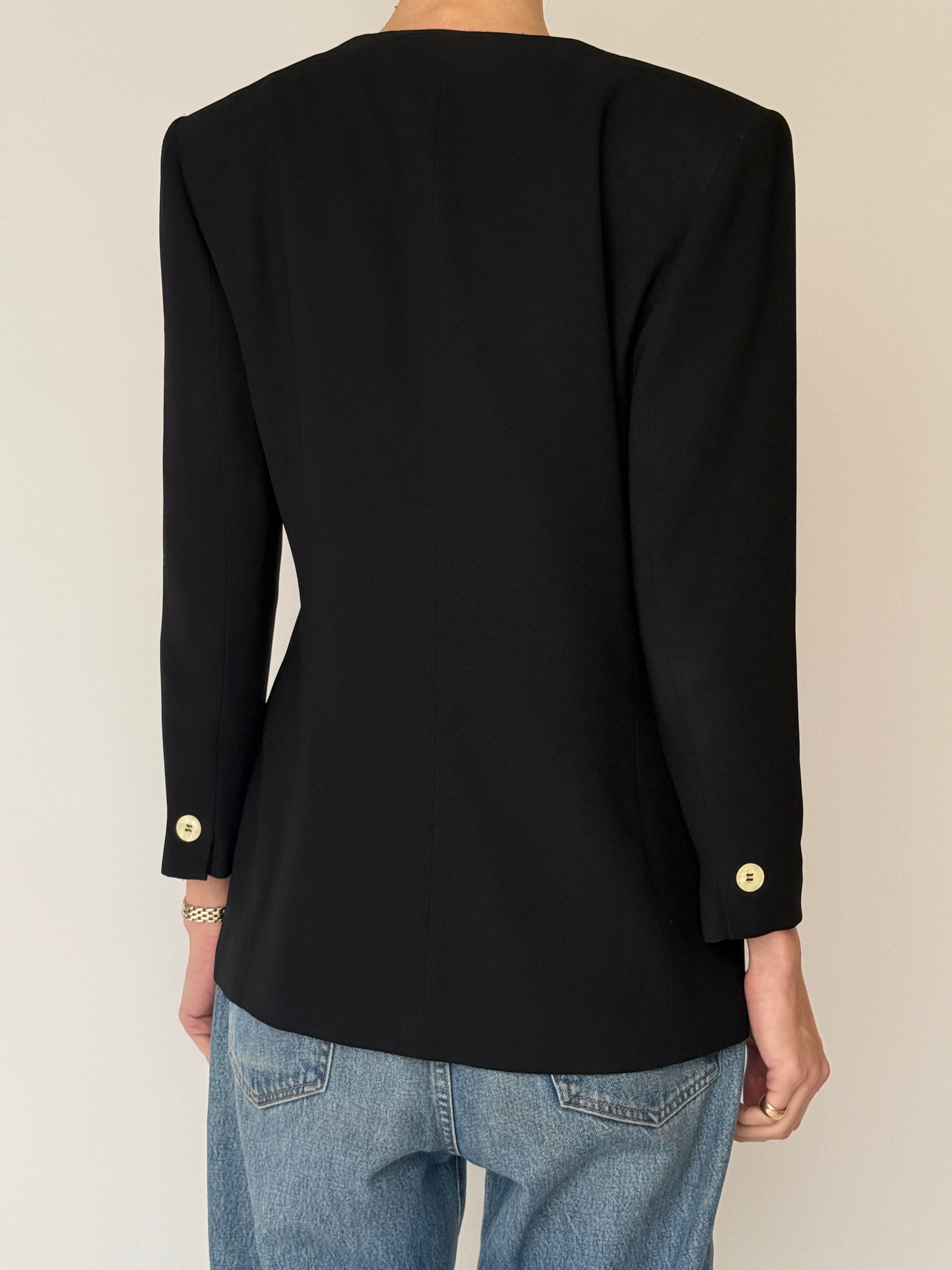 Vintage black structured blazer back view