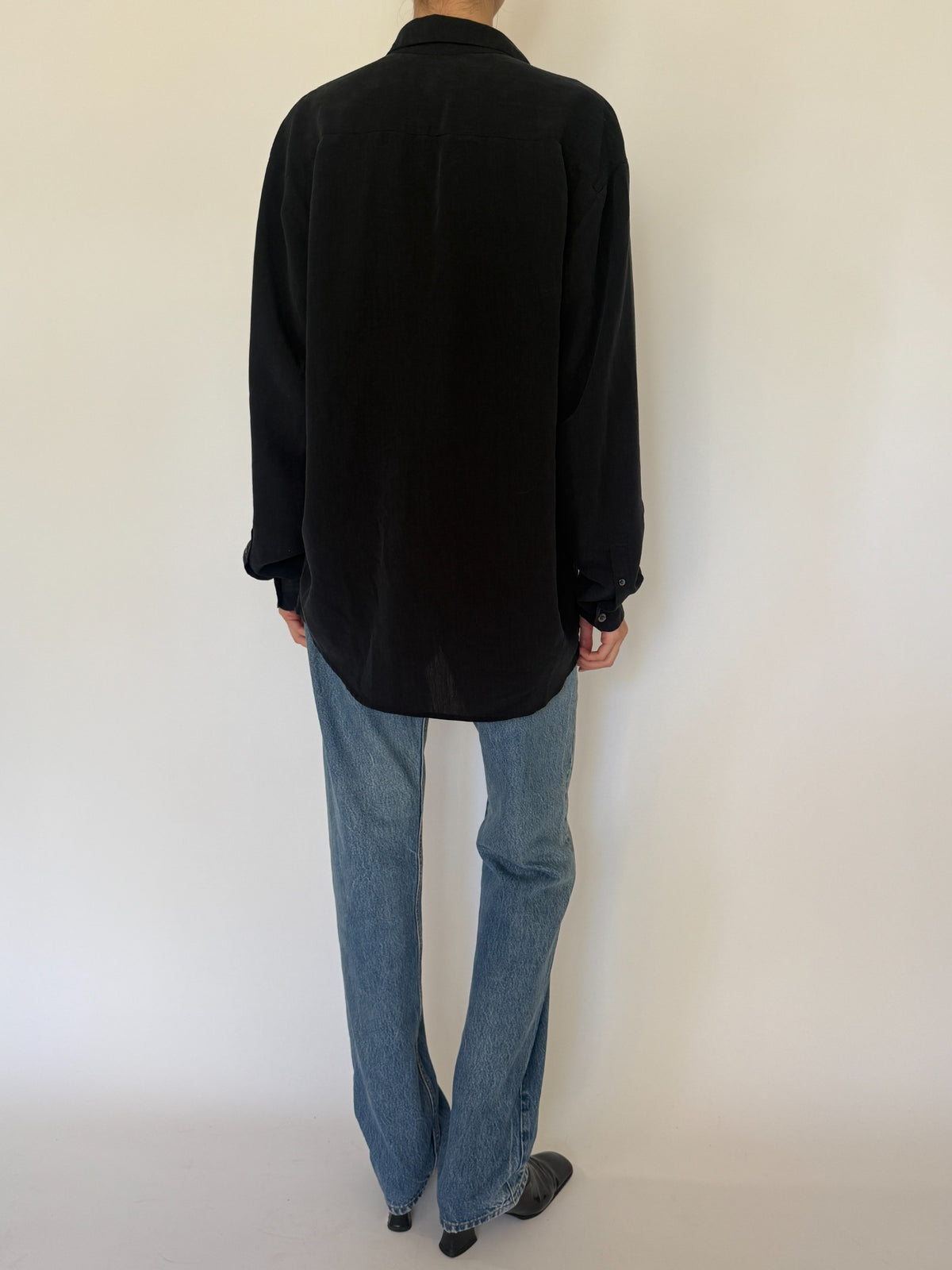 Vintage black relaxed button-front shirt