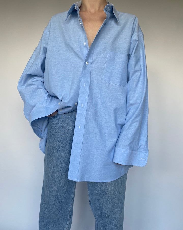 VINTAGE OVERSIZED BLUE BUTTON DOWN LONG SLEEVE SHIRT 3472