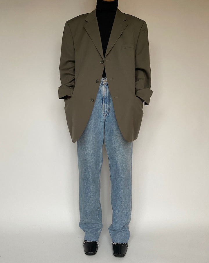 VINTAGE OVERSIZED DARK GREEN WOOL BLAZER 1605
