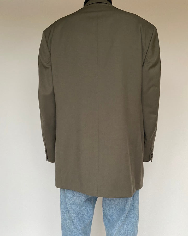 VINTAGE OVERSIZED DARK GREEN WOOL BLAZER 1605