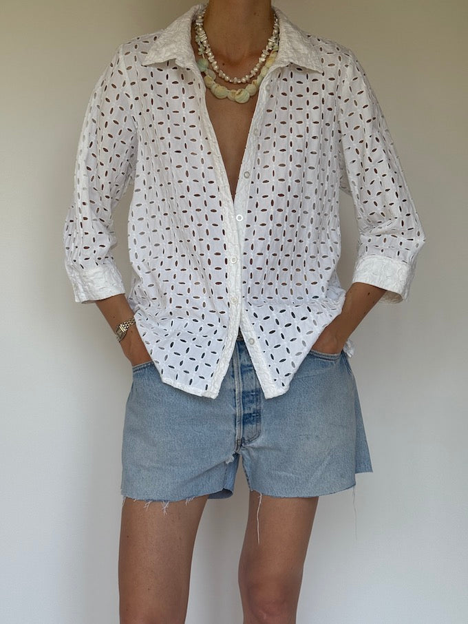 VINTAGE EMBROIDERED TOP WHITE 6320