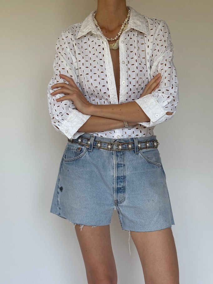 VINTAGE EMBROIDERED TOP WHITE 6320