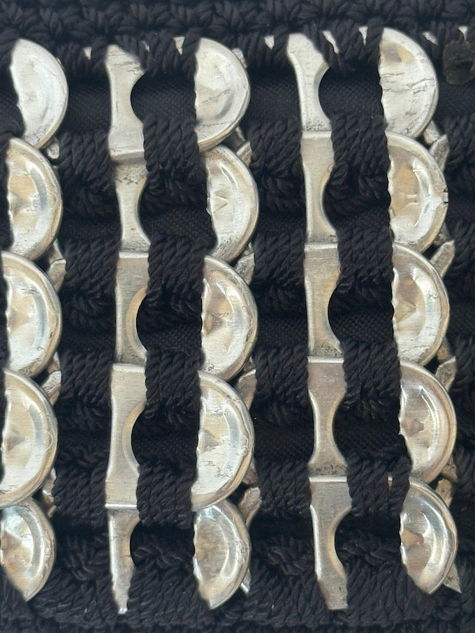 Vintage coin purse in crochet black and silver