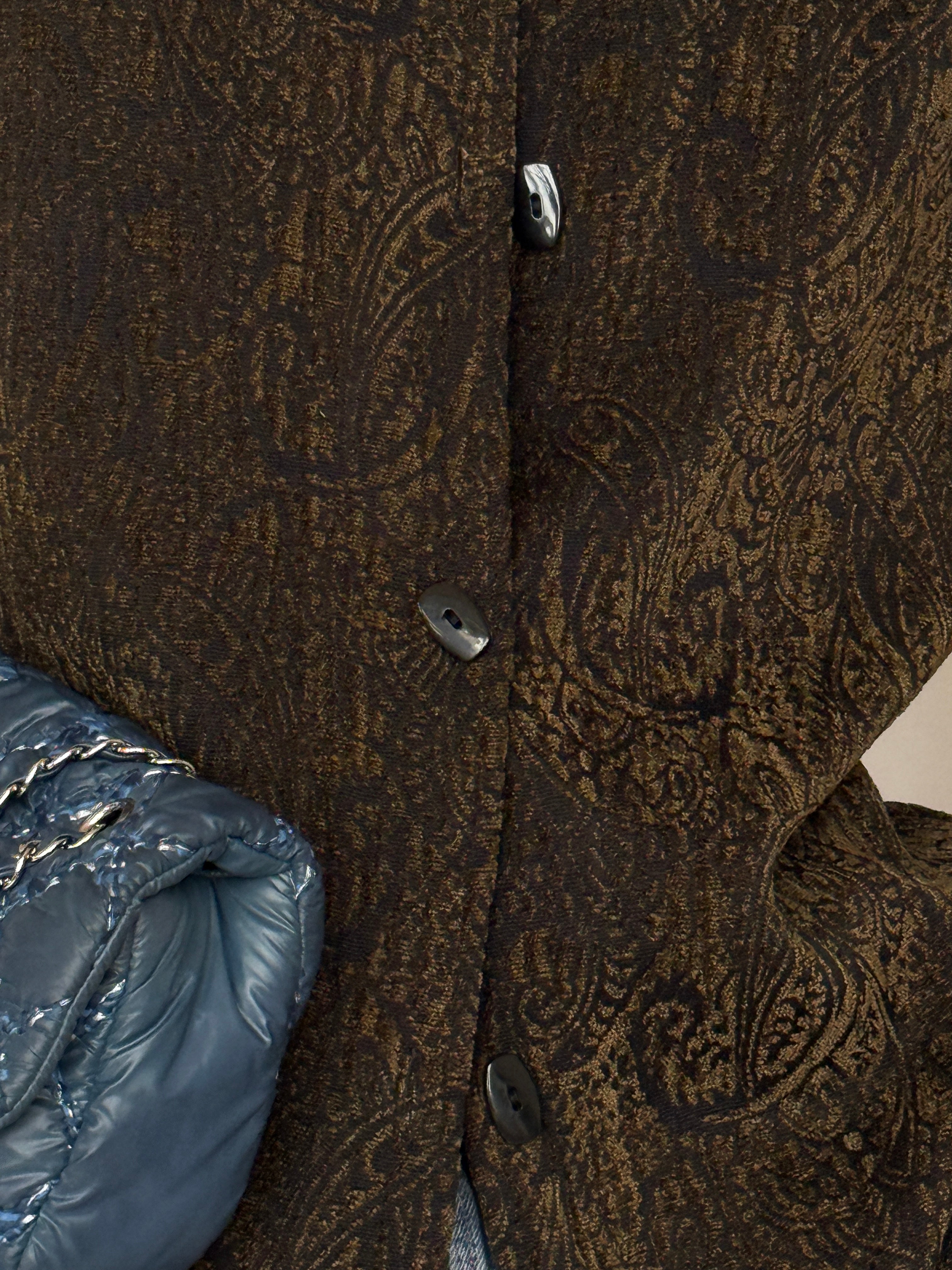 Vintage Textured Paisley Jacket Green & Black 6635