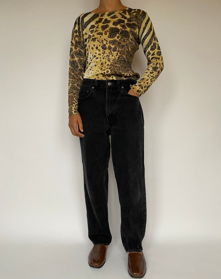 VINTAGE ANIMAL PRINTED LONG SLEEVE TOP 1611
