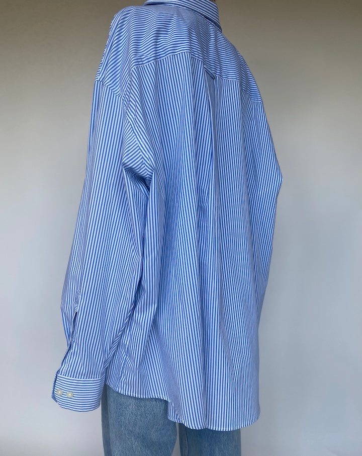 VINTAGE BLUE STRIPED OVERSIZED SHIRT 3476